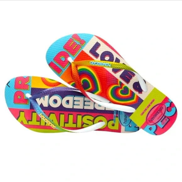 Havaianas Pride Rainbow Flip Flops Sandals NWOT Colorful Unisex Slim - Picture 1 of 6